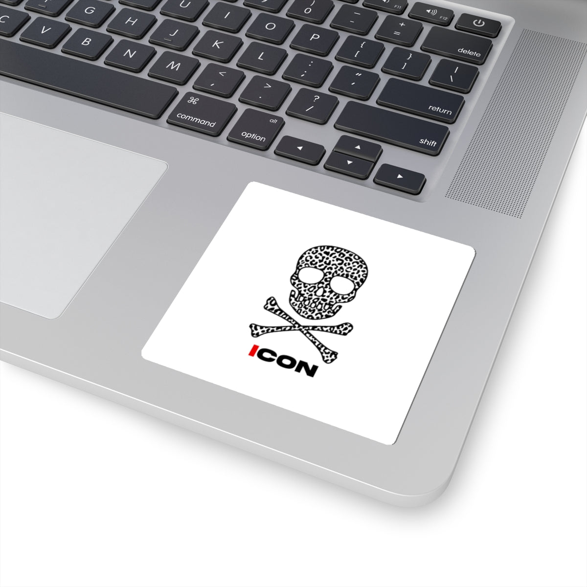 Leopard Skull & Crossbones Kiss-Cut Sticker — ICON Logo Accent