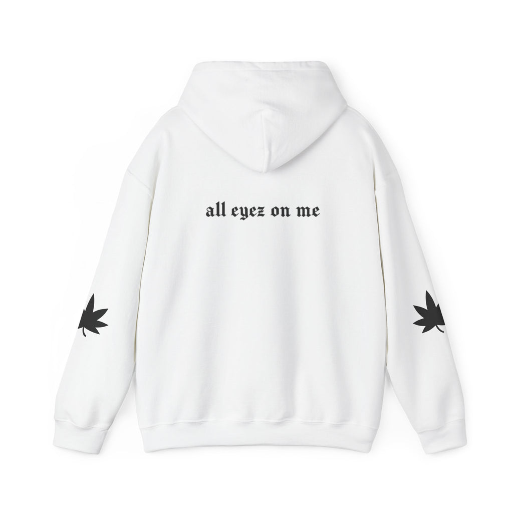 All Eyez On Me Hoodie — Retro Silhouette & Leaf Sleeve Graphic Hoodie