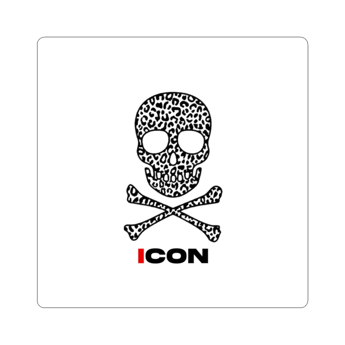 Leopard Skull & Crossbones Kiss-Cut Sticker — ICON Logo Accent
