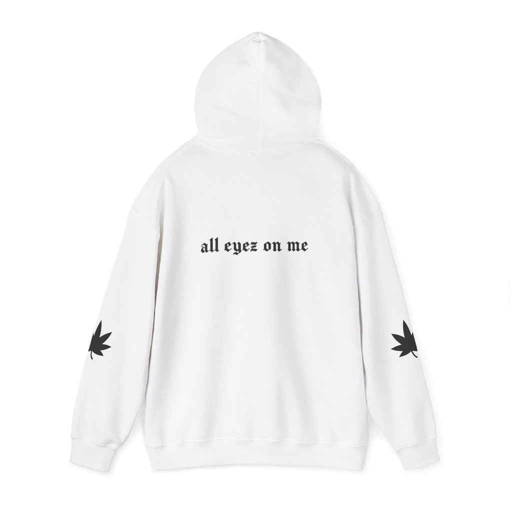 All Eyez On Me Hoodie — Retro Silhouette & Leaf Sleeve Graphic Hoodie