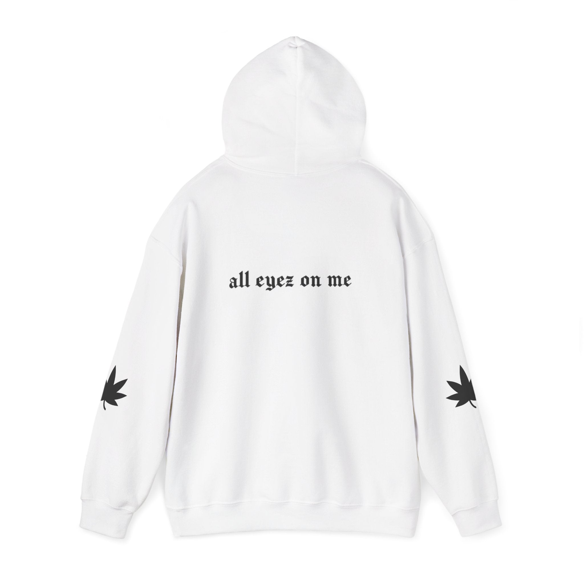 All Eyez On Me Hoodie — Retro Silhouette & Leaf Sleeve Graphic Hoodie