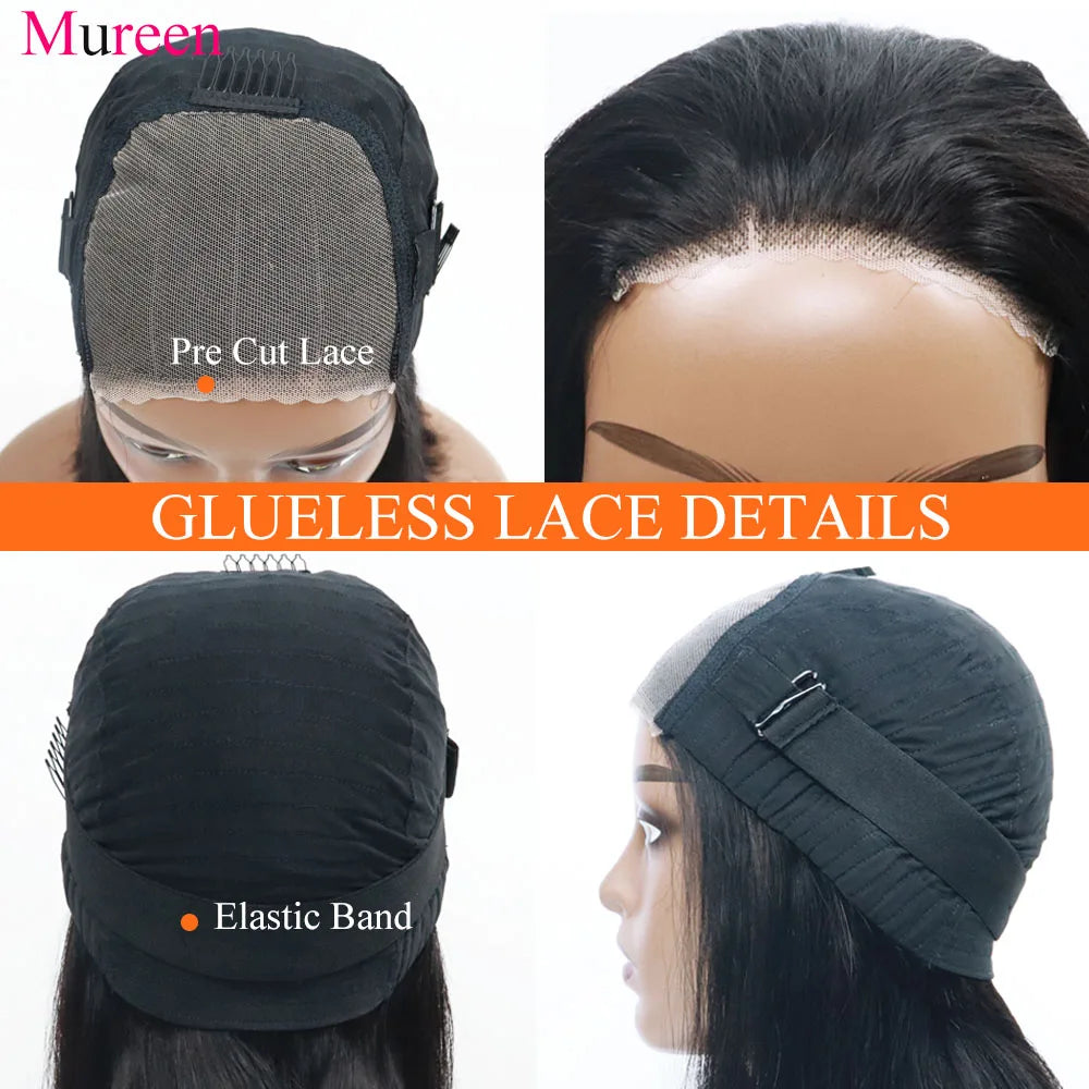 250% Density Straight Wear And Go Glueless Bob Wig For Women Ready To Go Human Hair Wigs 4x4 Lace Closure Wig 100% Human Hair