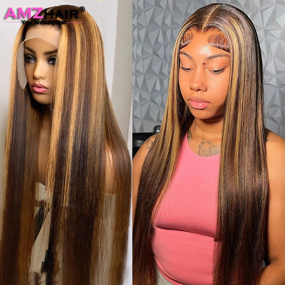 13x4 Hd Highlight Wigs Colored Lace Front Human Hair Wigs For Women Honey Blonde Straight Hd Lace Frontal Wigs Human Hair