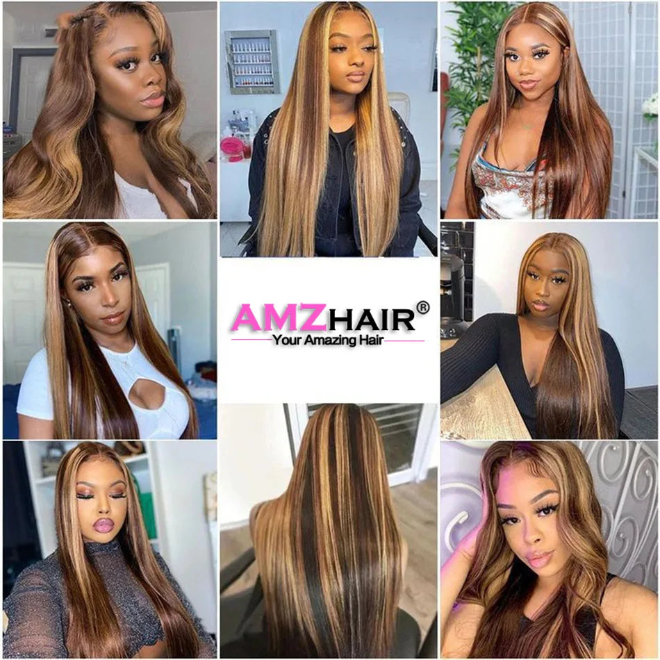 13x4 Hd Highlight Wigs Colored Lace Front Human Hair Wigs For Women Honey Blonde Straight Hd Lace Frontal Wigs Human Hair