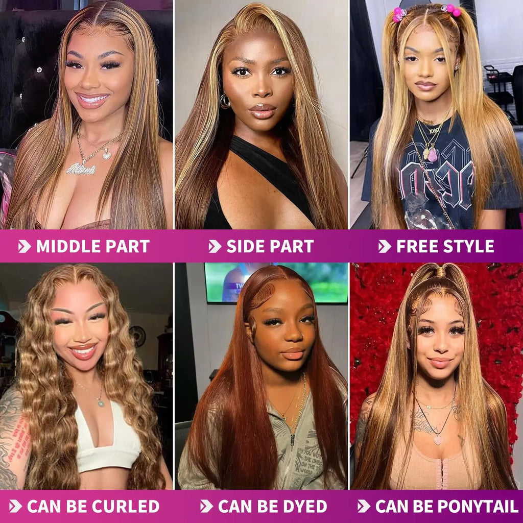 13x4 Hd Highlight Wigs Colored Lace Front Human Hair Wigs For Women Honey Blonde Straight Hd Lace Frontal Wigs Human Hair