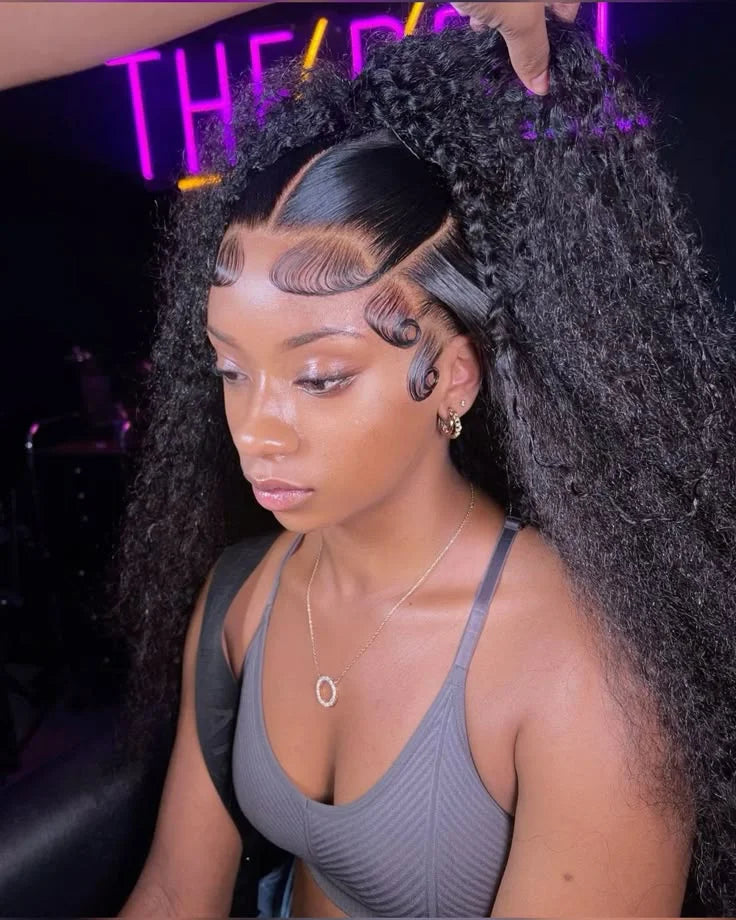 250% Kinky Curly V Part Wig Human Hair No Leave Out Upgrade Deep Wave Curly V Shape Wig No Glue Clip In Half Wig For Women